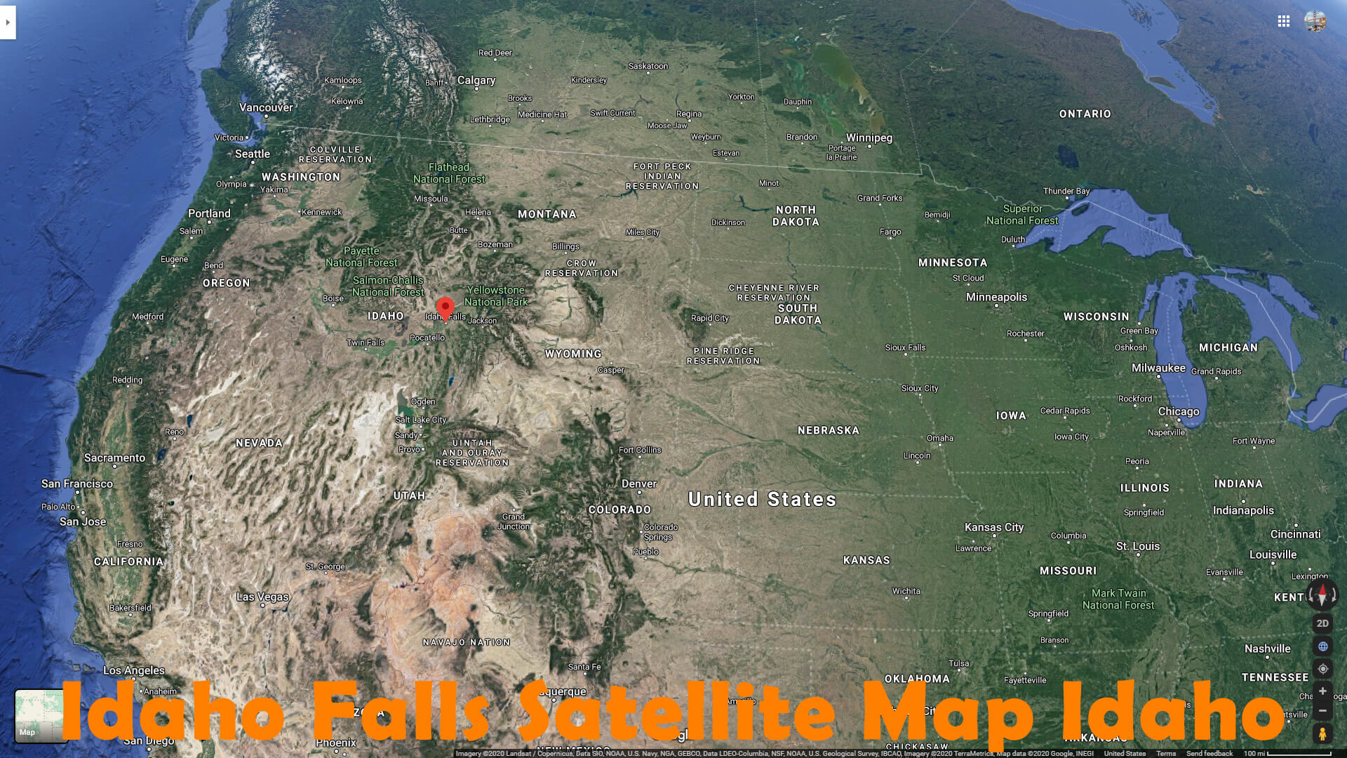 Idaho Falls Satellite Carte Idaho